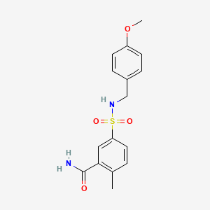 molecular formula C16H18N2O4S B4395113 5-{[(4-methoxybenzyl)amino]sulfonyl}-2-methylbenzamide 