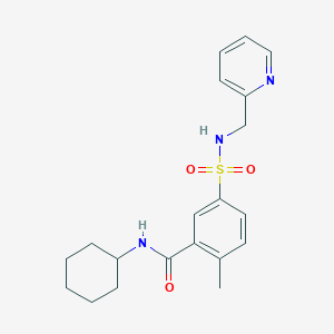 molecular formula C20H25N3O3S B4395133 N-cyclohexyl-2-methyl-5-{[(2-pyridinylmethyl)amino]sulfonyl}benzamide 