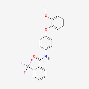 molecular formula C21H16F3NO3 B4395135 N-[4-(2-methoxyphenoxy)phenyl]-2-(trifluoromethyl)benzamide 