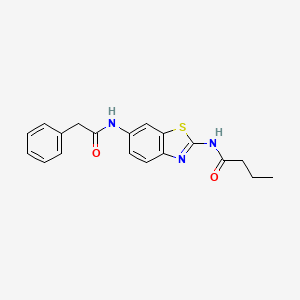 molecular formula C19H19N3O2S B4395172 N-{6-[(2-phenylacetyl)amino]-1,3-benzothiazol-2-yl}butanamide 