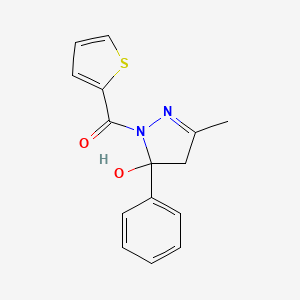 molecular formula C15H14N2O2S B4395180 3-methyl-5-phenyl-1-(2-thienylcarbonyl)-4,5-dihydro-1H-pyrazol-5-ol 