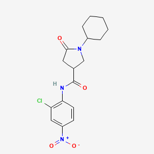 molecular formula C17H20ClN3O4 B4395208 N-(2-chloro-4-nitrophenyl)-1-cyclohexyl-5-oxo-3-pyrrolidinecarboxamide 
