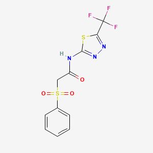 molecular formula C11H8F3N3O3S2 B4395253 2-(phenylsulfonyl)-N-[5-(trifluoromethyl)-1,3,4-thiadiazol-2-yl]acetamide 