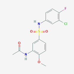 molecular formula C15H14ClFN2O4S B4395260 N-(5-{[(3-chloro-4-fluorophenyl)amino]sulfonyl}-2-methoxyphenyl)acetamide 