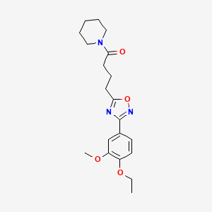 molecular formula C20H27N3O4 B4395309 1-{4-[3-(4-ethoxy-3-methoxyphenyl)-1,2,4-oxadiazol-5-yl]butanoyl}piperidine 