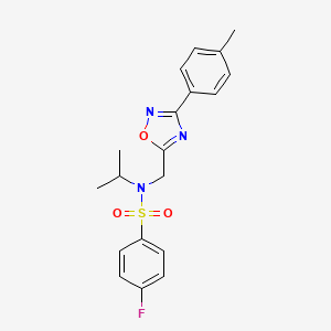 molecular formula C19H20FN3O3S B4395310 4-fluoro-N-isopropyl-N-{[3-(4-methylphenyl)-1,2,4-oxadiazol-5-yl]methyl}benzenesulfonamide 