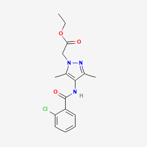 molecular formula C16H18ClN3O3 B4395366 ethyl {4-[(2-chlorobenzoyl)amino]-3,5-dimethyl-1H-pyrazol-1-yl}acetate 