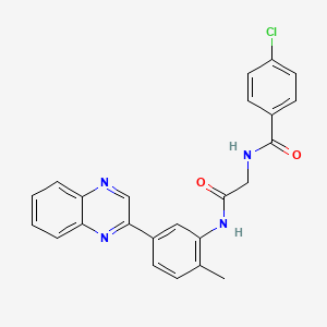 4-chloro-N-(2-{[2-methyl-5-(2-quinoxalinyl)phenyl]amino}-2-oxoethyl)benzamide