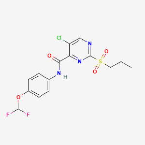 molecular formula C15H14ClF2N3O4S B4395411 5-chloro-N-[4-(difluoromethoxy)phenyl]-2-(propylsulfonyl)-4-pyrimidinecarboxamide 