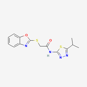molecular formula C14H14N4O2S2 B4395444 2-(1,3-benzoxazol-2-ylthio)-N-(5-isopropyl-1,3,4-thiadiazol-2-yl)acetamide 