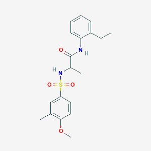 molecular formula C19H24N2O4S B4395462 N~1~-(2-ethylphenyl)-N~2~-[(4-methoxy-3-methylphenyl)sulfonyl]alaninamide 