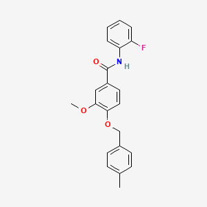 molecular formula C22H20FNO3 B4395467 N-(2-fluorophenyl)-3-methoxy-4-[(4-methylbenzyl)oxy]benzamide 