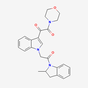 molecular formula C25H25N3O4 B4395479 1-{1-[2-(2-methyl-2,3-dihydro-1H-indol-1-yl)-2-oxoethyl]-1H-indol-3-yl}-2-(4-morpholinyl)-2-oxoethanone 
