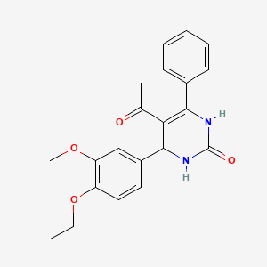 molecular formula C21H22N2O4 B4395502 5-acetyl-4-(4-ethoxy-3-methoxyphenyl)-6-phenyl-3,4-dihydro-2(1H)-pyrimidinone 