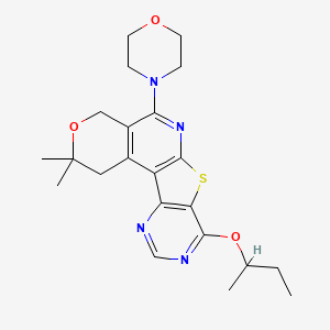 molecular formula C22H28N4O3S B4395596 8-sec-butoxy-2,2-dimethyl-5-(4-morpholinyl)-1,4-dihydro-2H-pyrano[4'',3'':4',5']pyrido[3',2':4,5]thieno[3,2-d]pyrimidine 