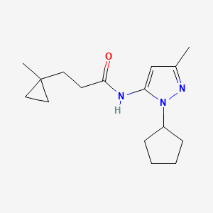 molecular formula C16H25N3O B4395649 N-(1-cyclopentyl-3-methyl-1H-pyrazol-5-yl)-3-(1-methylcyclopropyl)propanamide 