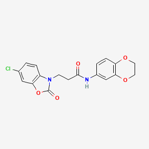 molecular formula C18H15ClN2O5 B4395729 3-(6-chloro-2-oxo-1,3-benzoxazol-3(2H)-yl)-N-(2,3-dihydro-1,4-benzodioxin-6-yl)propanamide 