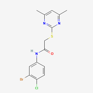molecular formula C14H13BrClN3OS B4395779 N-(3-bromo-4-chlorophenyl)-2-[(4,6-dimethyl-2-pyrimidinyl)thio]acetamide 