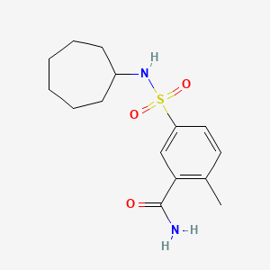 molecular formula C15H22N2O3S B4395824 5-[(cycloheptylamino)sulfonyl]-2-methylbenzamide 