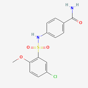 molecular formula C14H13ClN2O4S B4395828 4-{[(5-chloro-2-methoxyphenyl)sulfonyl]amino}benzamide 