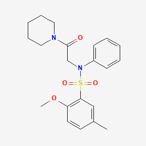 molecular formula C21H26N2O4S B4395958 2-methoxy-5-methyl-N-[2-oxo-2-(1-piperidinyl)ethyl]-N-phenylbenzenesulfonamide 