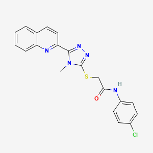molecular formula C20H16ClN5OS B4395977 N-(4-chlorophenyl)-2-{[4-methyl-5-(2-quinolinyl)-4H-1,2,4-triazol-3-yl]thio}acetamide 