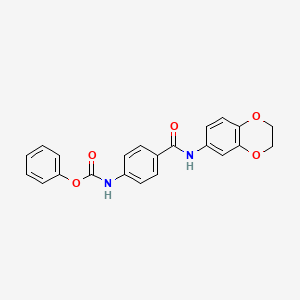 molecular formula C22H18N2O5 B4395997 phenyl {4-[(2,3-dihydro-1,4-benzodioxin-6-ylamino)carbonyl]phenyl}carbamate 