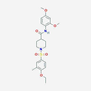 molecular formula C23H30N2O6S B4396001 N-(2,4-dimethoxyphenyl)-1-[(4-ethoxy-3-methylphenyl)sulfonyl]-4-piperidinecarboxamide 