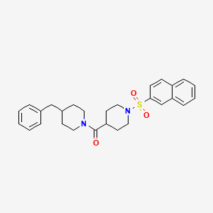 molecular formula C28H32N2O3S B4396034 4-benzyl-1-{[1-(2-naphthylsulfonyl)-4-piperidinyl]carbonyl}piperidine 