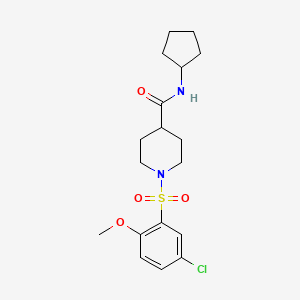 molecular formula C18H25ClN2O4S B4396077 1-[(5-chloro-2-methoxyphenyl)sulfonyl]-N-cyclopentyl-4-piperidinecarboxamide 