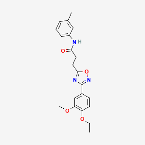 molecular formula C21H23N3O4 B4396081 3-[3-(4-ethoxy-3-methoxyphenyl)-1,2,4-oxadiazol-5-yl]-N-(3-methylphenyl)propanamide 