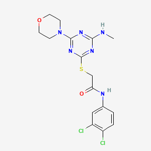 molecular formula C16H18Cl2N6O2S B4396084 N-(3,4-dichlorophenyl)-2-{[4-(methylamino)-6-(4-morpholinyl)-1,3,5-triazin-2-yl]thio}acetamide 
