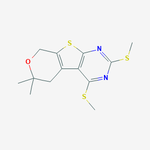 molecular formula C13H16N2OS3 B439627 6,6-dimethyl-2,4-bis(methylsulfanyl)-5,8-dihydro-6H-pyrano[4',3':4,5]thieno[2,3-d]pyrimidine CAS No. 327170-36-5