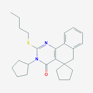 molecular formula C25H32N2OS B439630 2-(butylsulfanyl)-3-cyclopentyl-5,6-dihydrospiro(benzo[h]quinazoline-5,1'-cyclopentane)-4(3H)-one CAS No. 332024-59-6