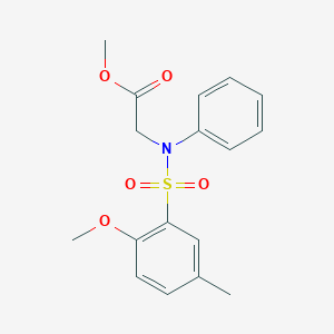 molecular formula C17H19NO5S B4396337 methyl 2-(N-(2-methoxy-5-methylphenyl)sulfonylanilino)acetate 