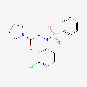 N-(3-chloro-4-fluorophenyl)-N-[2-oxo-2-(1-pyrrolidinyl)ethyl]benzenesulfonamide