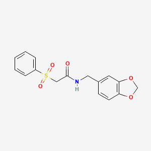 molecular formula C16H15NO5S B4396726 N-(1,3-benzodioxol-5-ylmethyl)-2-(phenylsulfonyl)acetamide 