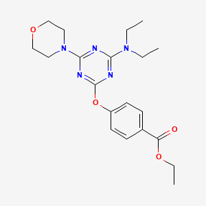 molecular formula C20H27N5O4 B4396847 Ethyl 4-[[4-(diethylamino)-6-morpholin-4-yl-1,3,5-triazin-2-yl]oxy]benzoate 