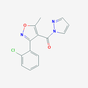 molecular formula C14H10ClN3O2 B439762 3-(2-chlorophenyl)-5-methyl-4-(1H-pyrazol-1-ylcarbonyl)isoxazole CAS No. 328311-22-4