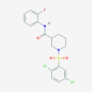 molecular formula C18H17Cl2FN2O3S B4398000 1-(2,5-dichlorophenyl)sulfonyl-N-(2-fluorophenyl)piperidine-3-carboxamide 