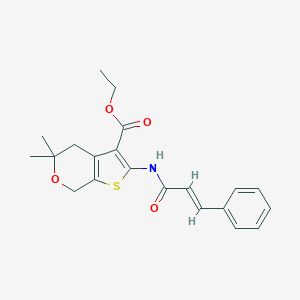 molecular formula C21H23NO4S B439817 ethyl 2-(cinnamoylamino)-5,5-dimethyl-4,7-dihydro-5H-thieno[2,3-c]pyran-3-carboxylate CAS No. 327167-10-2