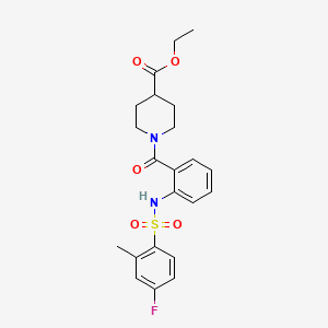 molecular formula C22H25FN2O5S B4398396 ethyl 1-(2-{[(4-fluoro-2-methylphenyl)sulfonyl]amino}benzoyl)-4-piperidinecarboxylate 