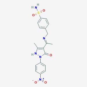 molecular formula C19H19N5O5S B439851 4-({[1-(1-{4-nitrophenyl}-3-methyl-5-oxo-1,5-dihydro-4H-pyrazol-4-ylidene)ethyl]amino}methyl)benzenesulfonamide CAS No. 362482-64-2
