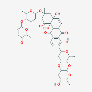 B043989 4a,8,12b-Trihydroxy-9-(6-hydroxy-5,14-dimethyl-2,4,9,13-tetraoxatricyclo[8.4.0.03,8]tetradecan-12-yl)-3-methyl-3-[6-methyl-5-[(6-methyl-5-oxo-2H-pyran-2-yl)oxy]oxan-2-yl]oxy-2,4-dihydrobenzo[a]anthracene-1,7,12-trione CAS No. 119341-57-0
