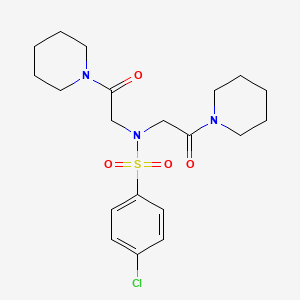 molecular formula C20H28ClN3O4S B4399230 4-chloro-N,N-bis(2-oxo-2-piperidin-1-ylethyl)benzenesulfonamide 