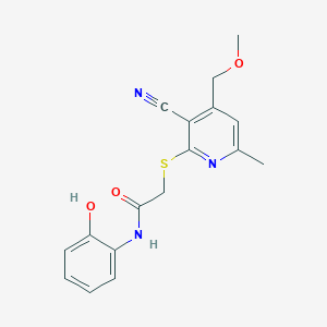 2-{[3-cyano-4-(methoxymethyl)-6-methyl-2-pyridinyl]thio}-N-(2-hydroxyphenyl)acetamide