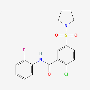 2-chloro-N-(2-fluorophenyl)-5-(1-pyrrolidinylsulfonyl)benzamide