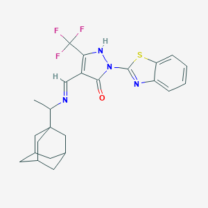 molecular formula C24H25F3N4OS B439942 4-({[1-(1-adamantyl)ethyl]amino}methylene)-2-(1,3-benzothiazol-2-yl)-5-(trifluoromethyl)-2,4-dihydro-3H-pyrazol-3-one CAS No. 354997-84-5