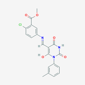 molecular formula C20H16ClN3O5 B439965 methyl 2-chloro-5-({(Z)-[1-(3-methylphenyl)-2,4,6-trioxotetrahydropyrimidin-5(2H)-ylidene]methyl}amino)benzoate 