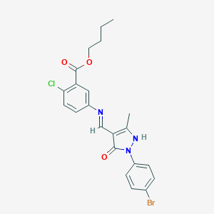 butyl 5-({[1-(4-bromophenyl)-3-methyl-5-oxo-1,5-dihydro-4H-pyrazol-4-ylidene]methyl}amino)-2-chlorobenzoate
